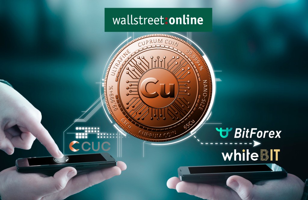 Cuprum Coin (CUC), die Kryptowährung der Zukunft, wurde bei Bitforex und WhiteBIT Exchange&nbsp;eingeführt.